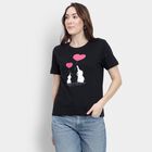 Ladies' 100% Cotton Round Neck T-Shirt, Black, small