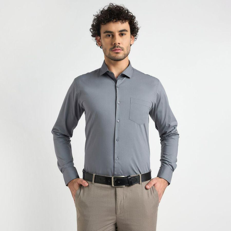 Men's Formal Shirt , गहरा ग्रे, large image number null