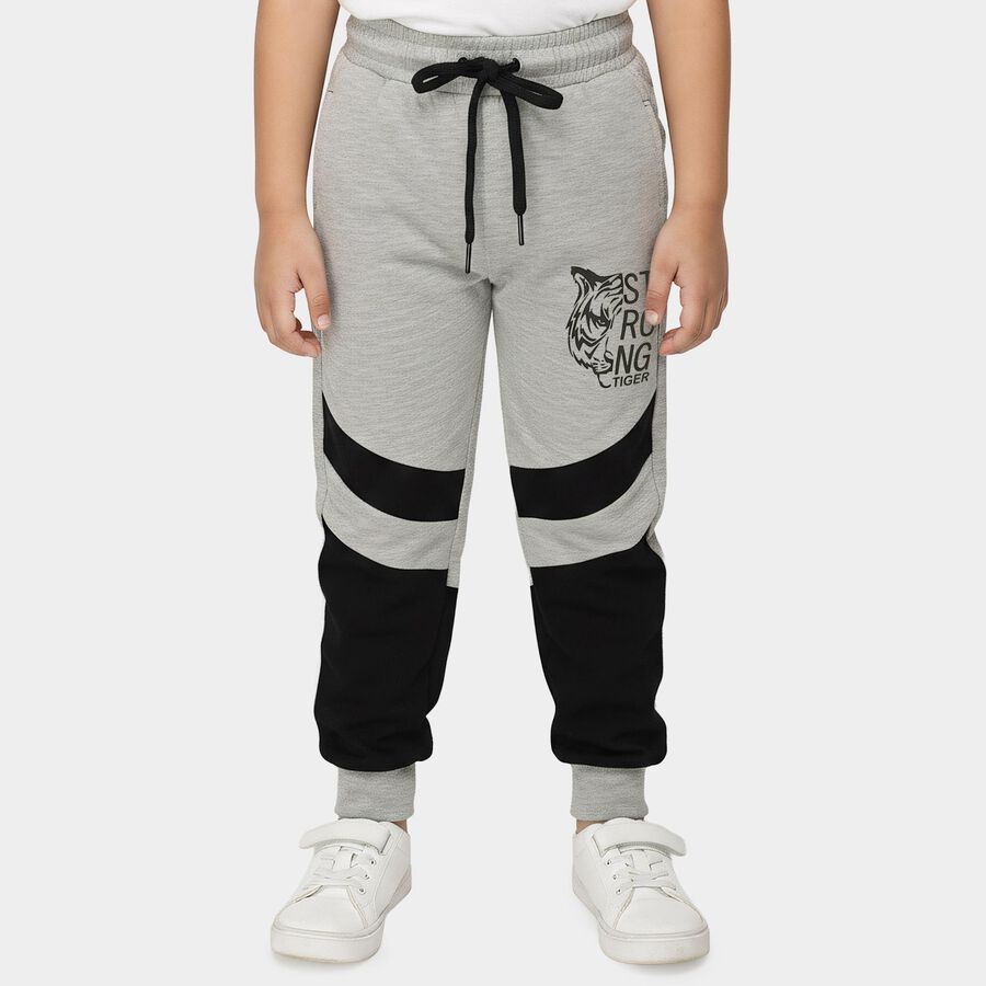 Boys Grey Jogger Fit Graphic Printed Pyjama, Light Grey, large