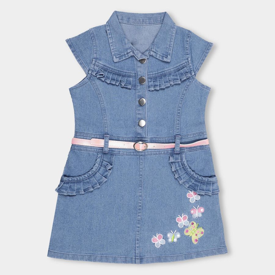 Girls' Frock , Mid Blue, large image number null
