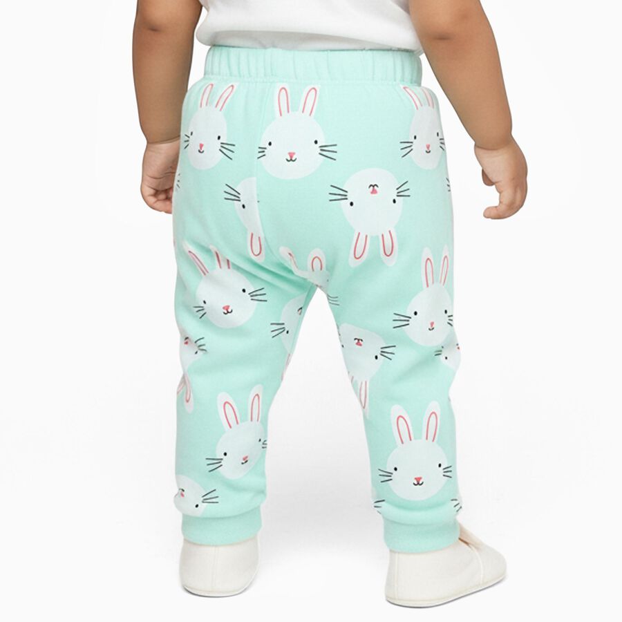 Boys' Mint Green Bunny Printed Cotton Blend Pyjama, Light Green, large image number null