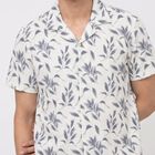 Men's Light Grey Cotton Camp Collar Casual Shirt, Light Grey, small