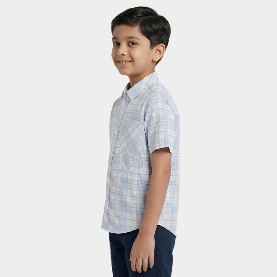 Boys Light Blue Button-Down Casual Shirt, Light Blue, large