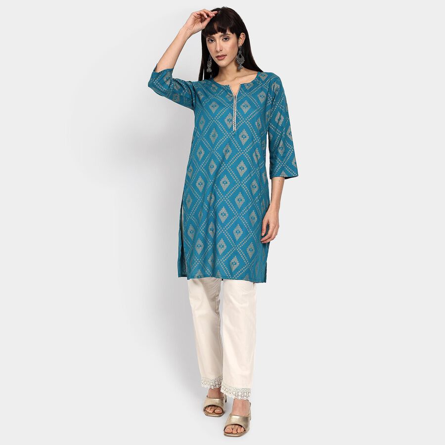 Ladies' Kurta , मध्यम नीला, large image number null