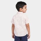 Boys Pink Cotton Short Sleeves Collar Shirt, Pink, small