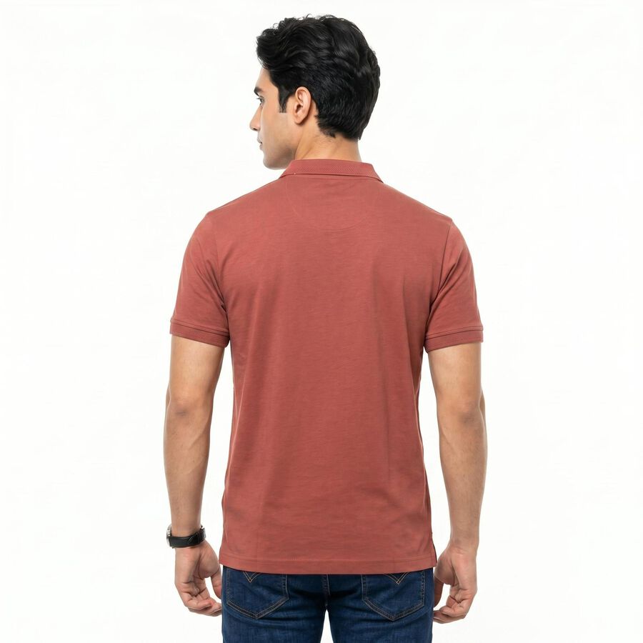 Men's Coral Cotton Polo Neck Polo T-Shirt, Coral, large