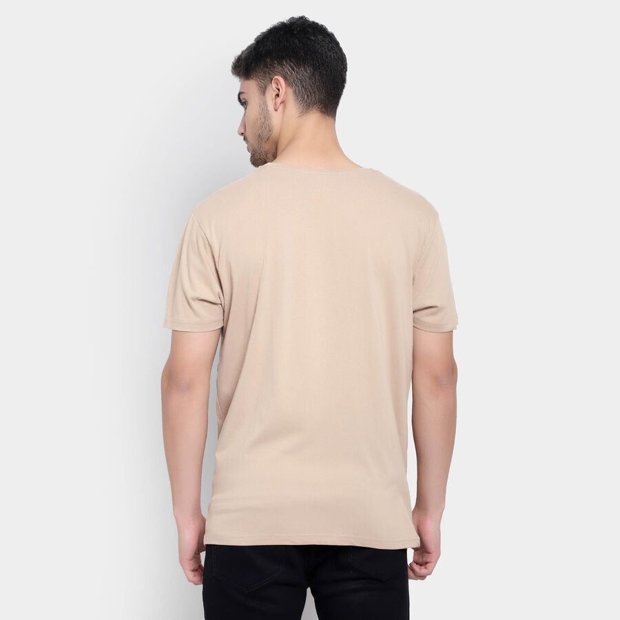 Cotton Solid Round Neck T-Shirt, गहरा पीला, large image number null
