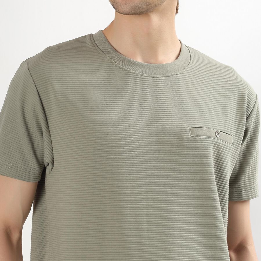 Men's Round Neck Half Sleeves T-Shirt, हल्का हरा, large image number null