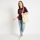 Ladies' 100% Cotton Round Neck T-Shirt , वाइन, small