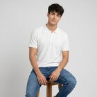 Men's White Cotton Polo Neck Polo T-Shirt, White, small