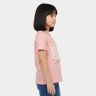Girls Pink Round Neck Regular T-Shirt, गुलाबी, small