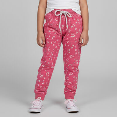 Girls' Bright Pink Floral Printed Cotton Blend Pyjama