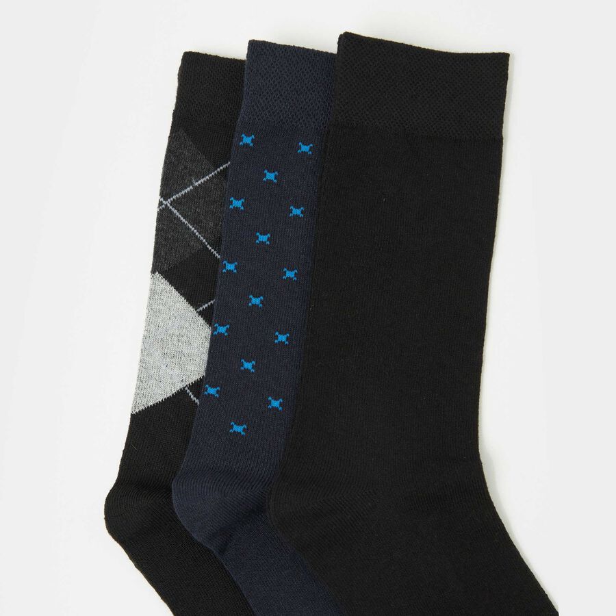 Cotton Spandex Crew Length Socks, Black, large image number null