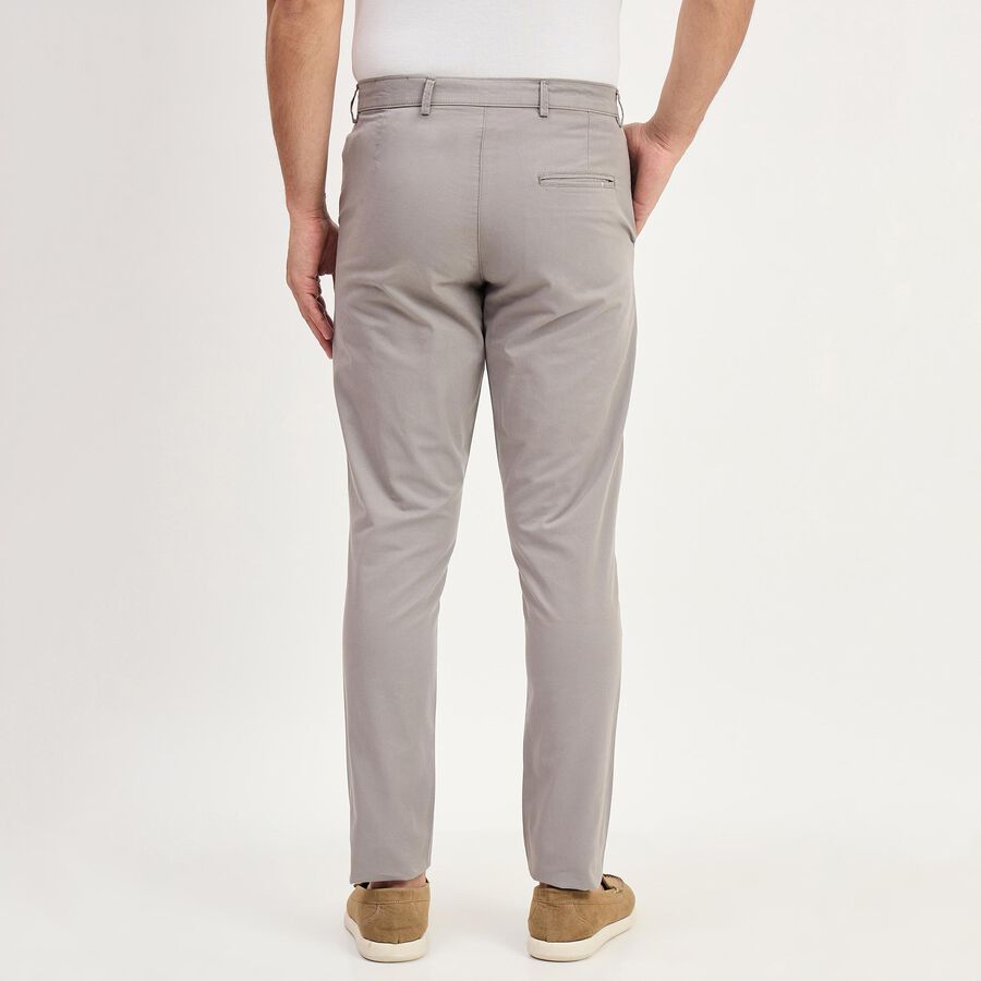 Men's Light Grey Slim Fit Casual Trousers, हल्का ग्रे, large