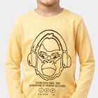 Boys Yellow Round Neck Regular Graphic Printed T-Shirt, पीला, small
