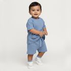 Infants Soft Baby Blue Textured Cotton Baba Suit, मध्यम नीला, small image number null