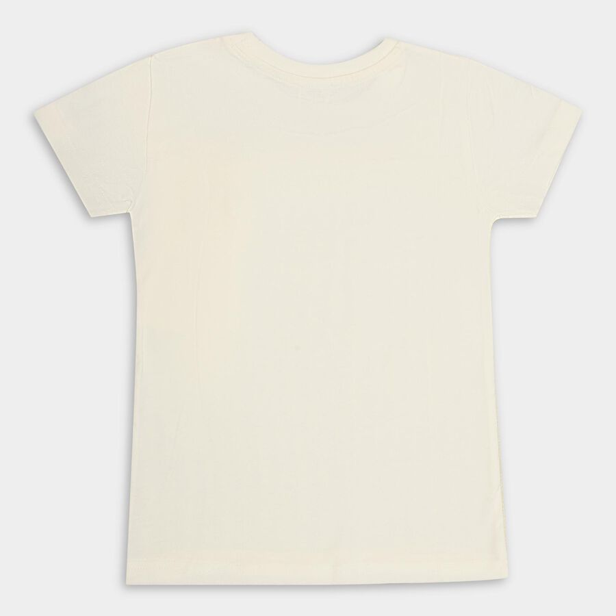 Boys' Light Yellow Cotton Round Neck Casual T-Shirt, Yellow, large