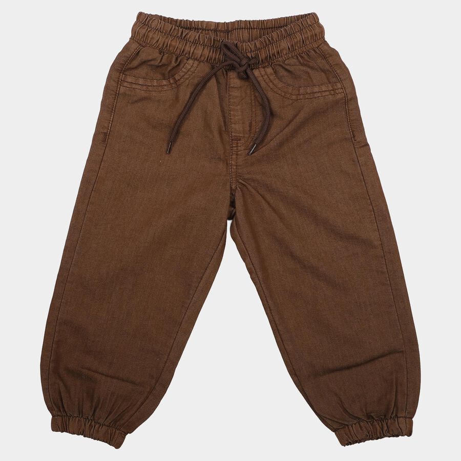 Girls Brown Jogger Fit Drawstring Jeans, Brown, large