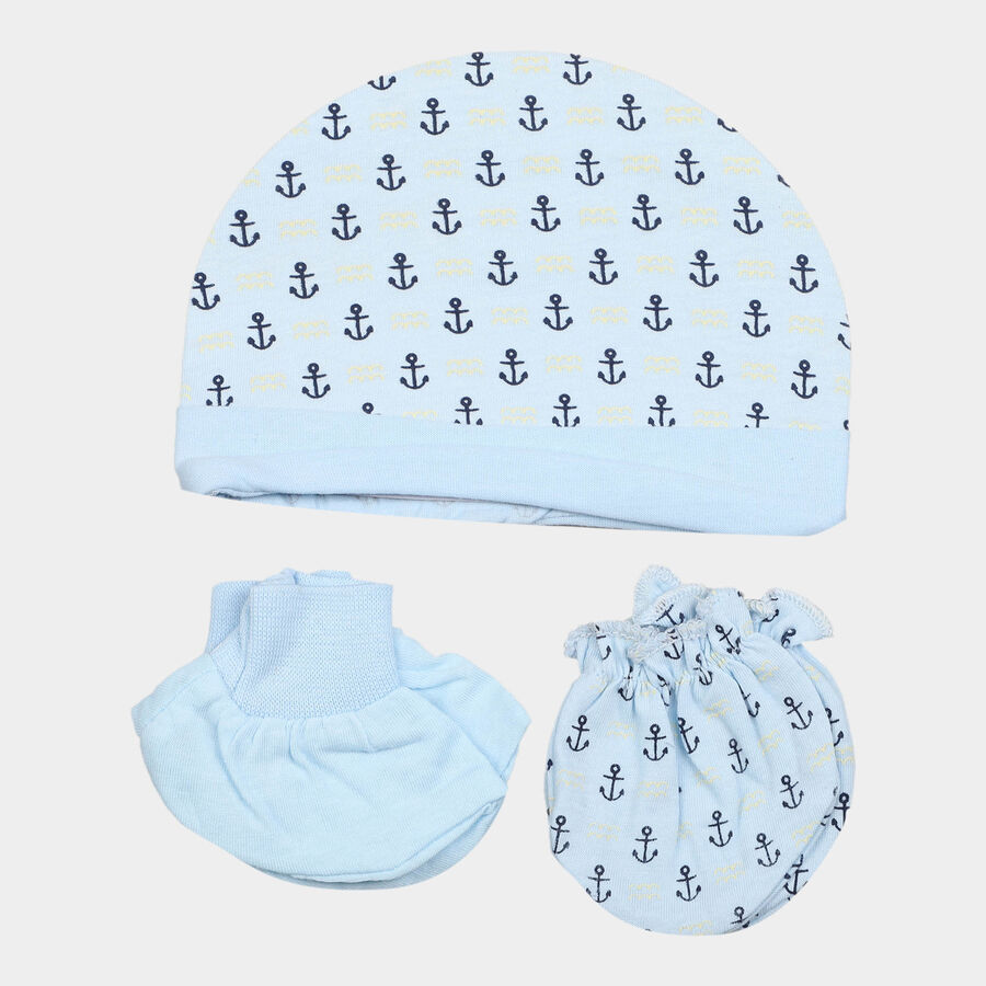 Infants Cotton Printed Baby Gift Set, Light Blue, large image number null