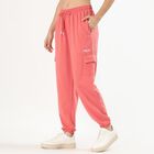 Women's Coral Pink Relaxed Fit Cargo Track Pants, Coral, small image number null