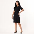Women's Black V-Neck A-Line Dress, Black, small