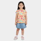 Girls Yellow Cotton Casual T-Shirt, Yellow, small