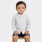 Boys White Cotton Collar Regular Fit Shirt, White, small