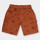 Boys' Rust Orange Printed Elastic Waist Bermuda Shorts, Rust, small image number null