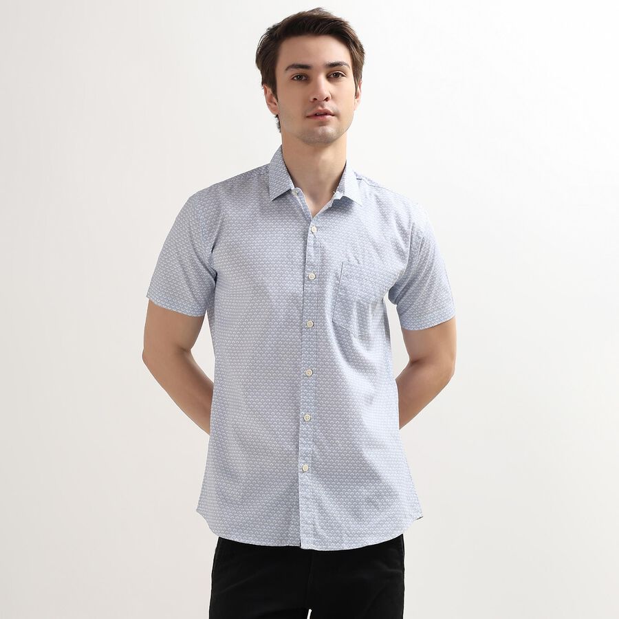 Men's 100% Cotton Regular Collar Casual Shirt, Light Blue, large image number null