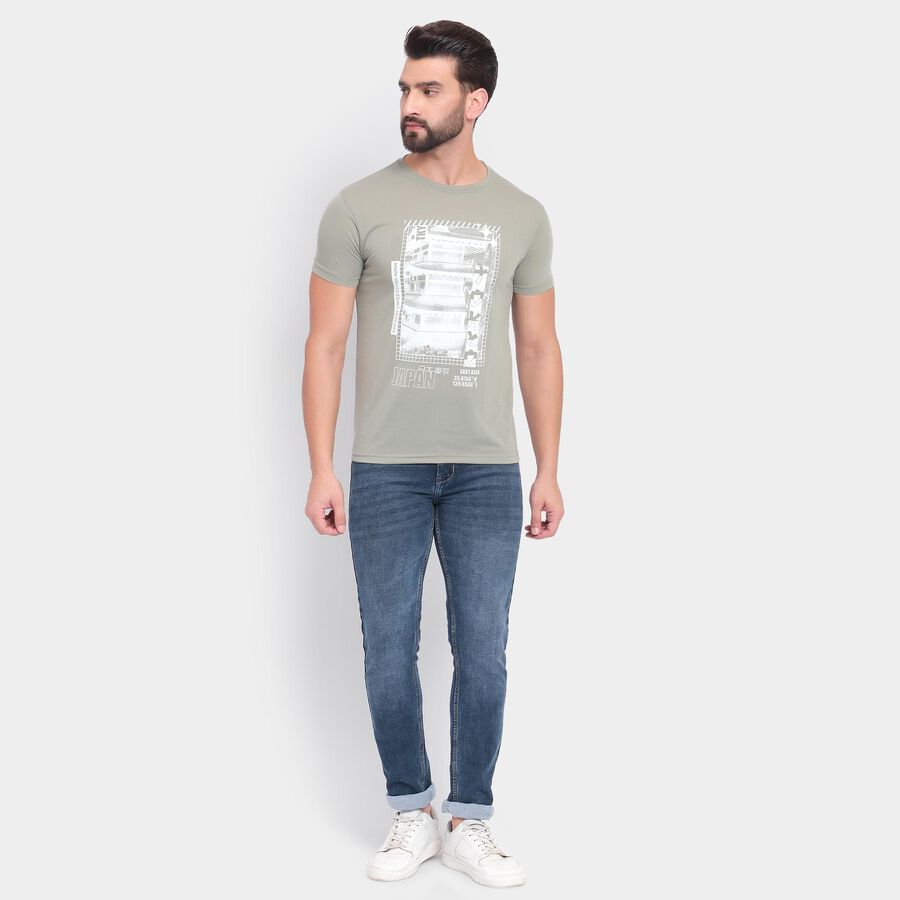 Men's Round Neck Half Sleeves T-Shirt , Light Green, large image number null