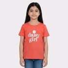 Girls' Coral Round Neck Regular T-Shirt, मूँगा (कोरल), small