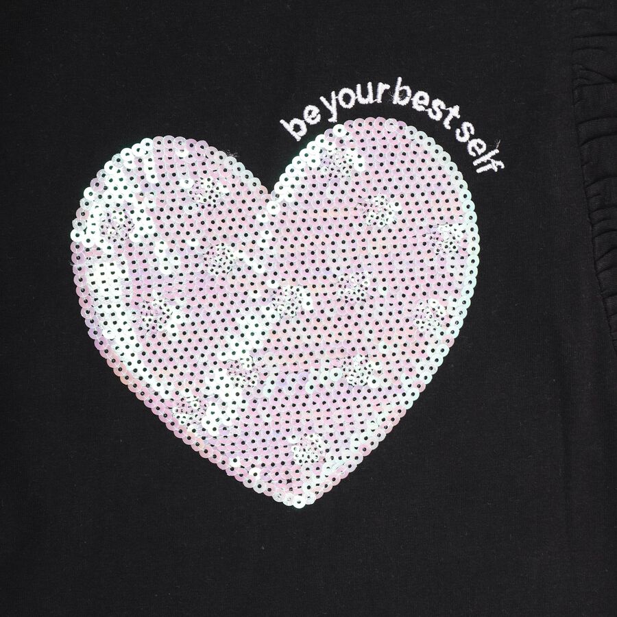 Girls' 100% Cotton T-Shirt , Black, large image number null