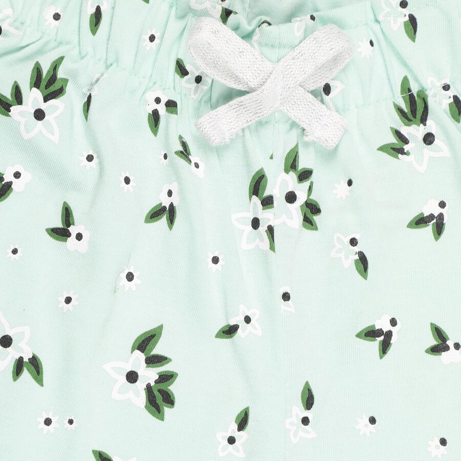 Girls' Mint Green Floral Printed Jogger Pyjama, Light Green, large image number null