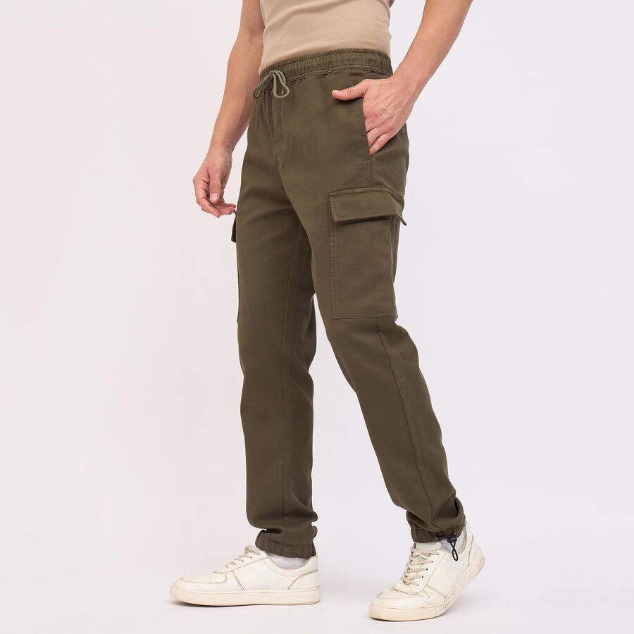 Men's Cargo Slim Fit Casual Trousers, Olive, large image number null