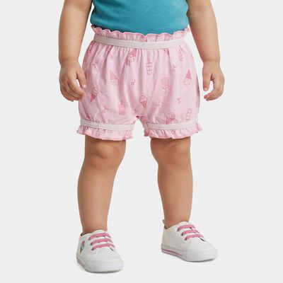 Infants Pink Regular Fit Printed Bloomers