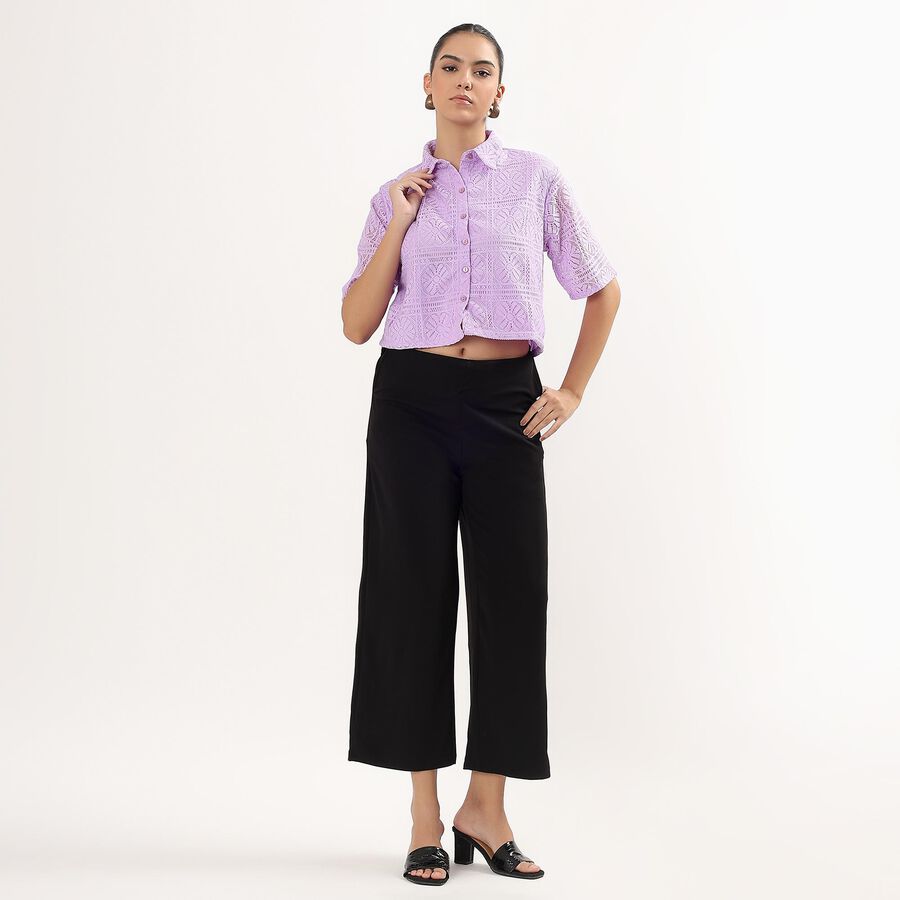 Women's Bright Lilac Blue Round Casual Shirt, Lilac, large image number null