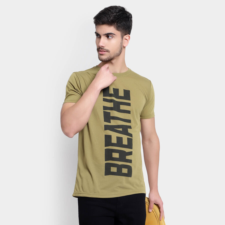 Round Neck T-Shirt, Olive, large image number null