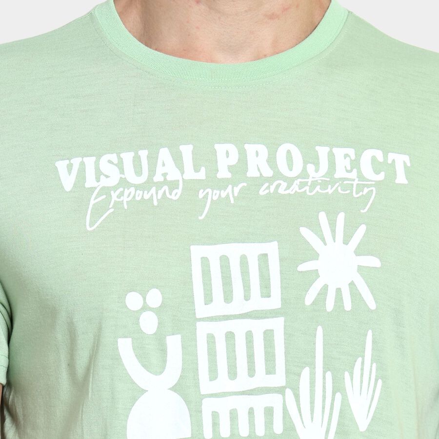 Men's Round Neck Half Sleeves T-Shirt, Light Green, large image number null