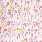 Girls' White Floral Printed Smocked Frock, Pink, small image number null