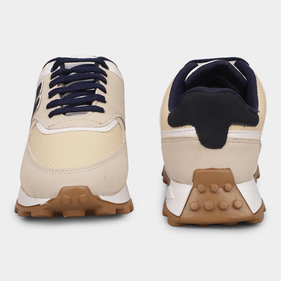 Men's Light Beige Lace-Up Casual Shoes, Beige, large