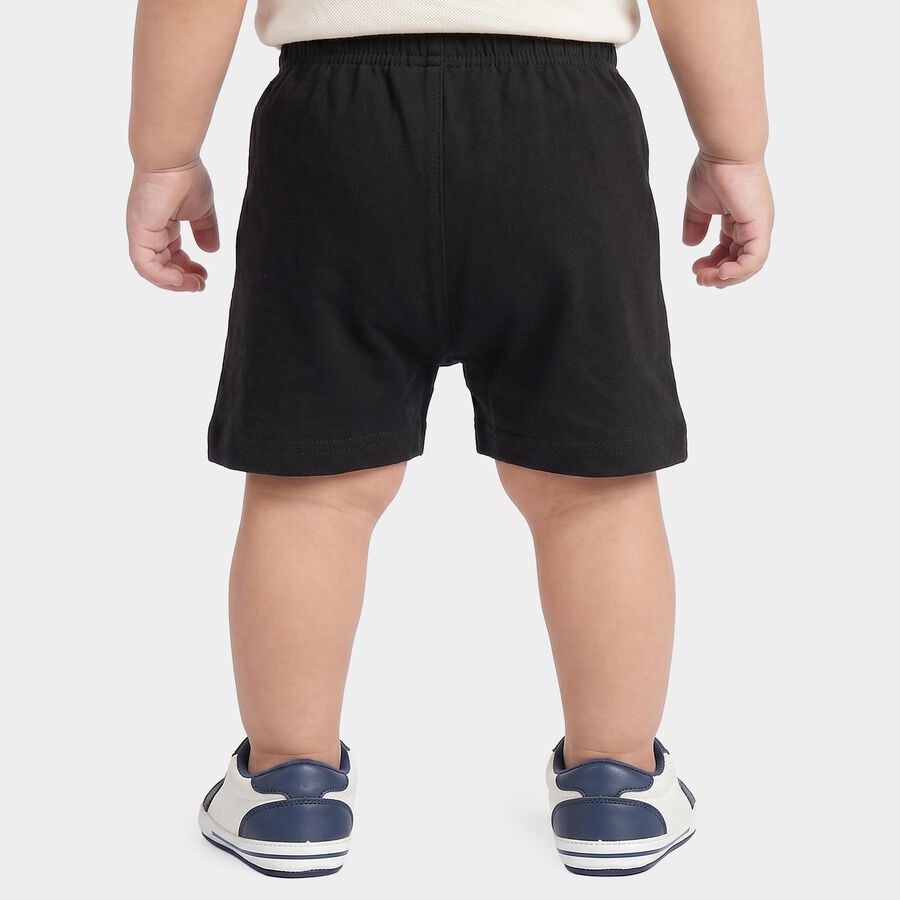Infants' Black Regular Fit Printed Half Pant, काला, large