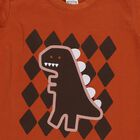 Boys' Rust Orange Cotton Dinosaur Printed Baba Suit, Brown, small image number null