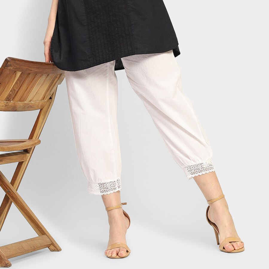 Ladies' 100% Cotton Palazzos , Off White, large image number null