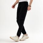 Men's Jet Black Slim Fit Cargo Joggers, काला, small image number null