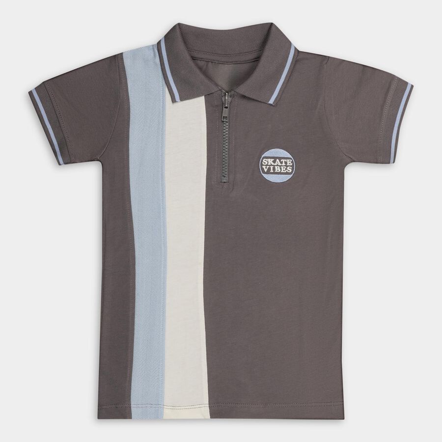 Boys' 100% Cotton Half Sleeves T-Shirt, Charcoal, large