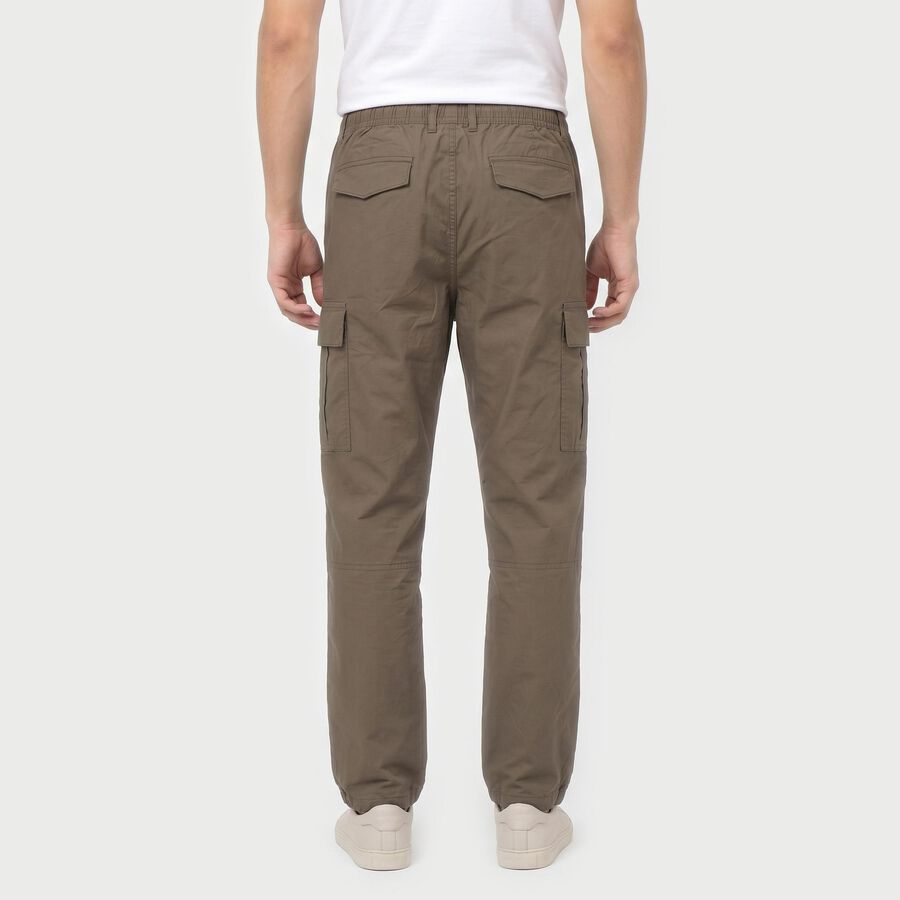 Men's Dark Grey Slim Fit Cargo Trousers, गहरा ग्रे, large