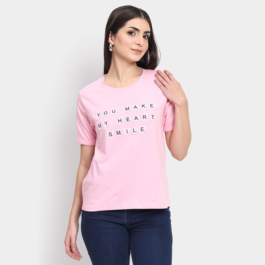 Ladies' Round Neck T-Shirt , Light Pink, large image number null