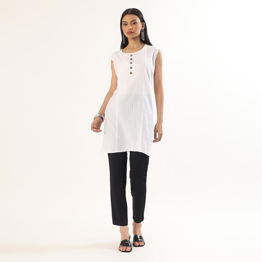 Women's Black Cotton Blend High-Rise Churidar, काला, large