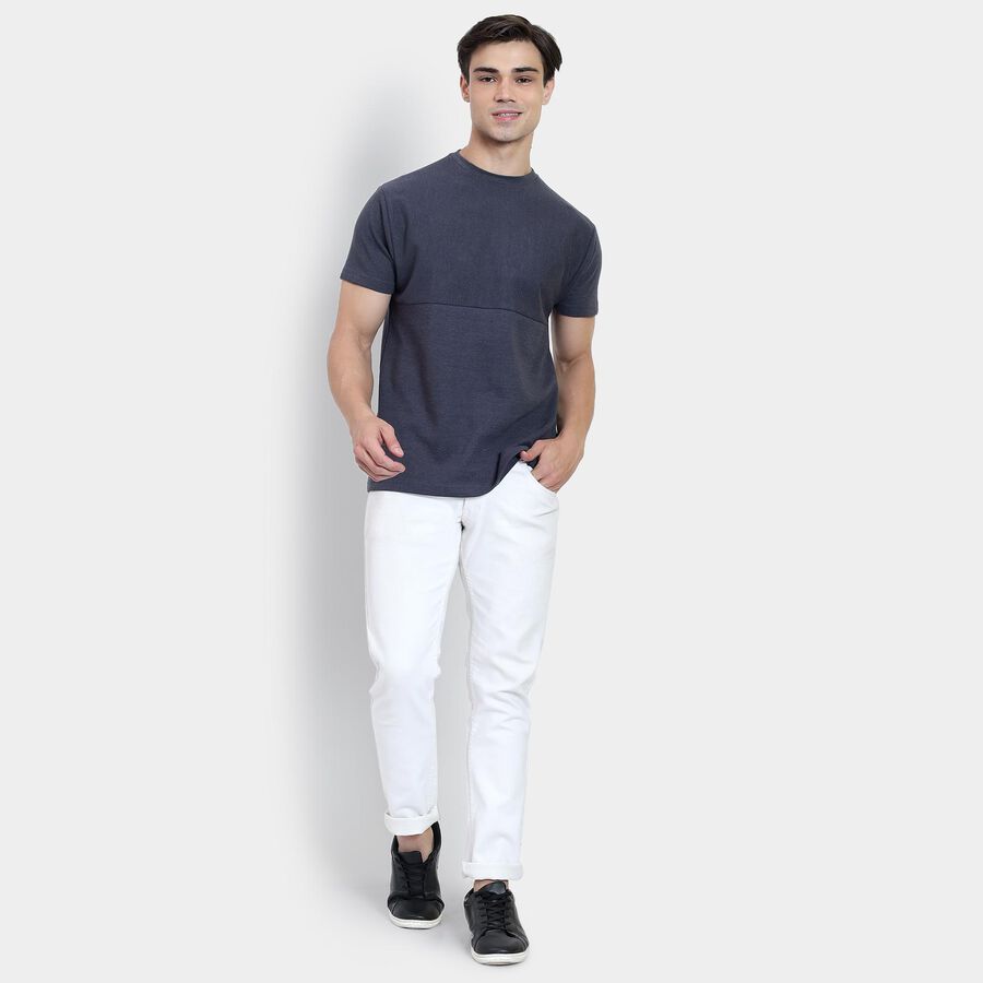 Men's Round Neck Half Sleeves T-Shirt , गहरा ग्रे, large image number null