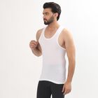 Men's White 100% Cotton Round Neck Sleeveless Vest, सफ़ेद, small